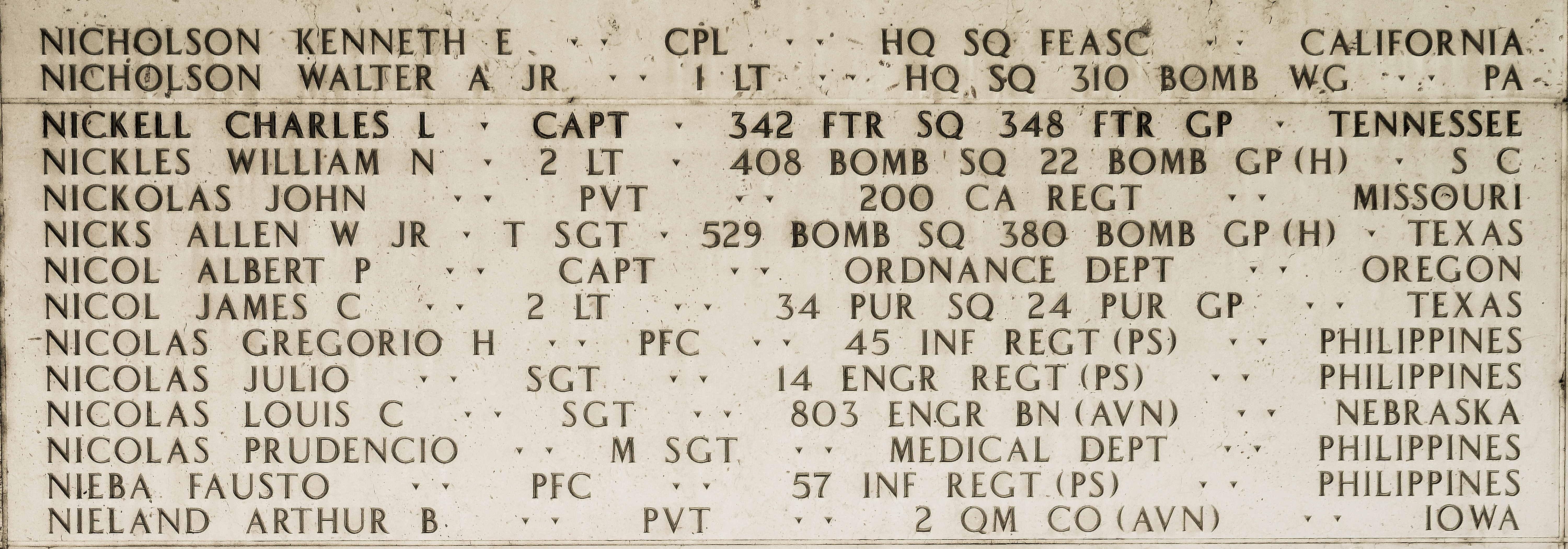 Allen W. Nicks, Technical Sergeant